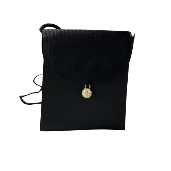 SUSAN GAIL vintage 80's Black crossbody evening bag crystal accent Satin - Picture 3 of 11